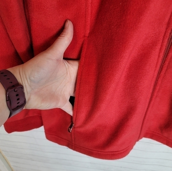 COLUMBIA RED FULL ZIP FLEECE JACKET, SZ LARGE - Picture 3 of 8